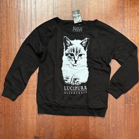 Blackcraft Cult Tops - Blackcraft Lucipurr Black Lightweight Sweatshirt, Size XL, NWT